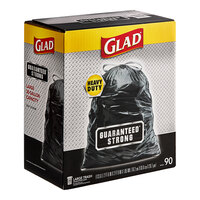 Glad® CLO78952 30 Gallon 1.05 Mil 30" x 33" Low Density Medium-Duty Large Black Drawstring Can Liner / Trash Bag - 90/Case