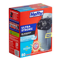 Hefty® Ultra Strong™ BlackOut PCTE88352 13 Gallon 0.9 Mil 23 3/4" x 24 7/8" Low Density Medium-Duty Citrus Scented Tall Black Drawstring Can Liner / Trash Bag - 80/Case