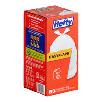 Hefty® Easy Flaps PCTE84563 13 Gallon 0.69 Mil 23 3/4" x 28" Low Density Standard-Duty White Can Liner / Trash Bag - 80/Case