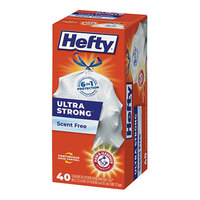 Hefty® Ultra Strong™ RFPE88338 13 Gallon 0.9 Mil 23 3/4" x 24 15/16" Low Density Medium-Duty Scent-Free Tall White Drawstring Can Liner / Trash Bag - 40/Case