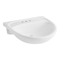 American Standard 9960904.020 Mezzo 22" x 21 1/2" White Fireclay Less Overflow Single Bowl Semi-Countertop Sink with 4" Centerset