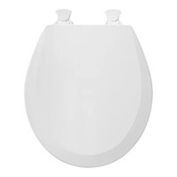 Bemis 500EC 390 Round Cotton White Enameled Wood Toilet Seat and Lid with Easy·Clean® Hinges