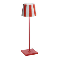 Zafferano America Poldina Pro Lido 15" White / Red Stripe Cordless Rechargeable Table Lamp