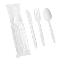 Choice White Heavy Weight Polypropylene Plastic Cutlery Pack - 250/Case