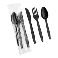 Choice Black Heavy Weight Polypropylene Plastic Cutlery Pack - 250/Case