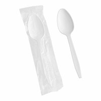 Choice White Heavy Weight Wrapped Polypropylene Plastic Teaspoon - 1000/Case