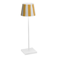 Zafferano America Poldina Pro Lido 15" White / Yellow Stripe Cordless Rechargeable Table Lamp