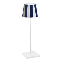 Zafferano America Poldina Pro Lido 15" White / Blue Stripe Cordless Rechargeable Table Lamp