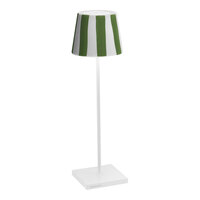 Zafferano America Poldina Pro Lido 15" White / Green Stripe Cordless Rechargeable Table Lamp