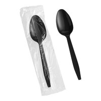 Choice Black Heavy Weight Wrapped Polypropylene Plastic Teaspoon - 1000/Case