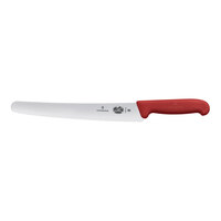 Victorinox 10 1/4" Curved Curved Serrated Bread Knife with Red Fibrox Handle 5.2931.26