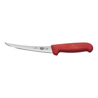 Victorinox 6" Curved Semi-Stiff Boning Knife with Red Fibrox Handle 5.6601.15