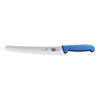 Victorinox 10 1/4" Curved Serrated Bread Knife with Blue Fibrox Handle 5.2932.26