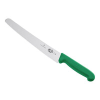 Victorinox 10 1/4" Curved Serrated Bread Knife with Green Fibrox Handle 5.2934.26