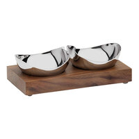 Robert Welch by Steelite International Drift 5 1/2" x 2 3/4" x 1 5/8" Walnut Condiment Server with 2 Stainless Steel Trays