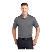 Sport-Tek ST650 Unisex Customizable Gray Concrete Short Sleeve Moisture-Wicking Micro Pique Polo Shirt - Polyester - 3X