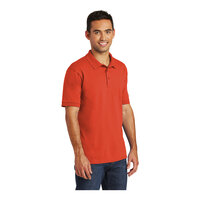 Port & Company KP55 Unisex Customizable Orange Short Sleeve Jersey Knit Polo Shirt with Stain Release - Cotton / Poly Blend - 5X