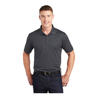 Sport-Tek ST650 Unisex Customizable Iron Gray Short Sleeve Moisture-Wicking Micro Pique Polo Shirt - Polyester - Large