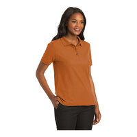 Port Authority L500 Women's Customizable Texas Orange Short Sleeve Silk Touch Pique Polo Shirt - Poly / Cotton Blend - Extra Large