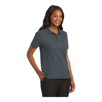 Port Authority L500 Women's Customizable Steel Gray Short Sleeve Silk Touch Pique Polo Shirt - Poly / Cotton Blend - Small