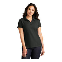 Port Authority L100 Women's Customizable Deep Black Short Sleeve Pique Polo Shirt - Cotton / Poly Blend - 3X
