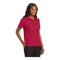 Port Authority L500 Women's Customizable Red Short Sleeve Silk Touch Pique Polo Shirt - Poly / Cotton Blend - Extra Large