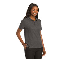 Port Authority L500 Women's Customizable Charcoal Heather Gray Short Sleeve Silk Touch Pique Polo Shirt - Poly / Cotton Blend - 4X