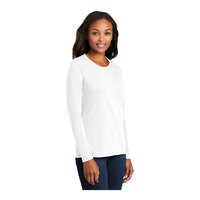 Port & Company LPC54LS Women's Customizable White Long Sleeve T-Shirt - Cotton - Large