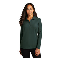 Port Authority L500LS Women's Customizable Dark Green Long Sleeve Silk Touch Pique Polo Shirt - Poly / Cotton Blend - 2X