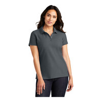 Port Authority L100 Women's Customizable Graphite Short Sleeve Pique Polo Shirt - Cotton / Poly Blend - Medium