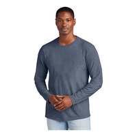 District Very Important Tee DT6200 Unisex Customizable Heathered Navy Long Sleeve T-Shirt - Combed Ring-Spun Cotton / Poly - Medium