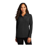 Port Authority L500LS Women's Customizable Black Long Sleeve Silk Touch Pique Polo Shirt - Poly / Cotton Blend - 2X
