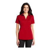 Port Authority L540 Women's Customizable Red Short Sleeve Moisture-Wicking Silk Touch Polo Shirt - Polyester - Large