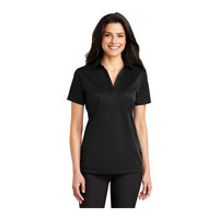 Port Authority L540 Women's Customizable Black Short Sleeve Moisture-Wicking Silk Touch Polo Shirt - Polyester - Extra Small