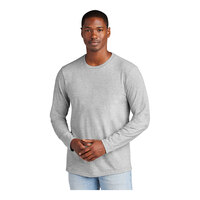 District Very Important Tee DT6200 Unisex Customizable Light Heather Gray Long Sleeve T-Shirt - Combed Ring-Spun Cotton / Poly - Medium