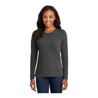 Port & Company LPC54LS Women's Customizable Dark Heather Gray Long Sleeve T-Shirt - Cotton / Poly Blend - Extra Large