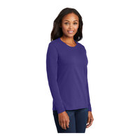 Port & Company LPC54LS Women's Customizable Purple Long Sleeve T-Shirt - Cotton - 4X