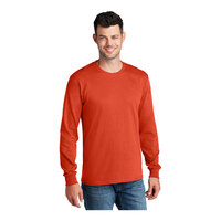 Port & Company PC54LS Unisex Customizable Orange Long Sleeve T-Shirt - Cotton - Medium