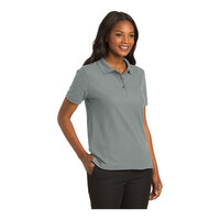 Port Authority L500 Women's Customizable Cool Gray Short Sleeve Silk Touch Pique Polo Shirt - Poly / Cotton Blend - Small