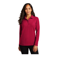 Port Authority L500LS Women's Customizable Red Long Sleeve Silk Touch Pique Polo Shirt - Poly / Cotton Blend - Extra Large