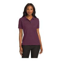 Port Authority L500 Women's Customizable Maroon Short Sleeve Silk Touch Pique Polo Shirt - Poly / Cotton Blend - 3X