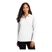 Port Authority L500LS Women's Customizable White Long Sleeve Silk Touch Pique Polo Shirt - Poly / Cotton Blend - 3X