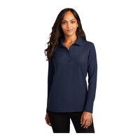 Port Authority L500LS Women's Customizable Navy Long Sleeve Silk Touch Pique Polo Shirt - Poly / Cotton Blend - Small