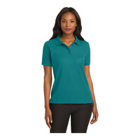 Port Authority L500 Women's Customizable Teal Green Short Sleeve Silk Touch Pique Polo Shirt - Poly / Cotton Blend - 3X