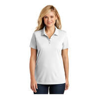 Port Authority LK110 Dry Zone Women's White Short Sleeve UV Moisture-Wicking Polo Shirt - Polyester