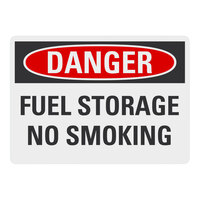 Lavex 14" x 10" Engineer-Grade Reflective Adhesive Vinyl "Danger / Fuel Storage / No Smoking" Safety Label