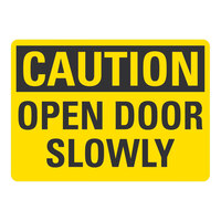 Lavex 14" x 10" Non-Reflective Aluminum "Caution / Open Door Slowly" Safety Sign