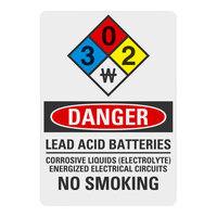 Lavex Aluminum "Danger / Lead Acid Batteries / Corrosive Liquids (Electrolyte) / Energized Electrical Circuits / No Smoking" Safety Sign