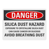 Lavex Non-Reflective Plastic "Danger / Silica Dust Hazard / Exposure To Crystalline Silica Dust Can Cause Cancer Or Silicosis / Avoid Breathing Dust" Safety Sign