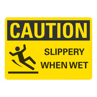 Lavex 14" x 10" Non-Reflective Plastic "Caution / Slippery When Wet" Safety Sign with Symbol